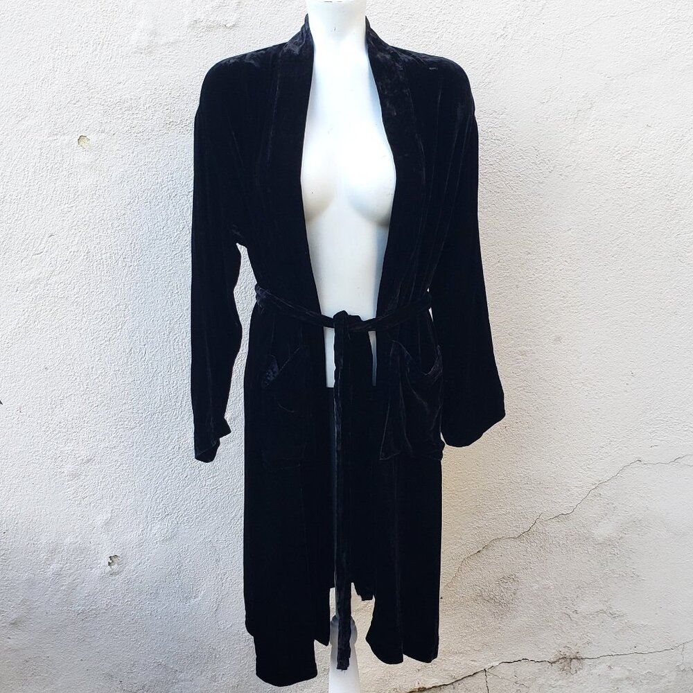 Eileen Fisher loungey silk blend velvet robe